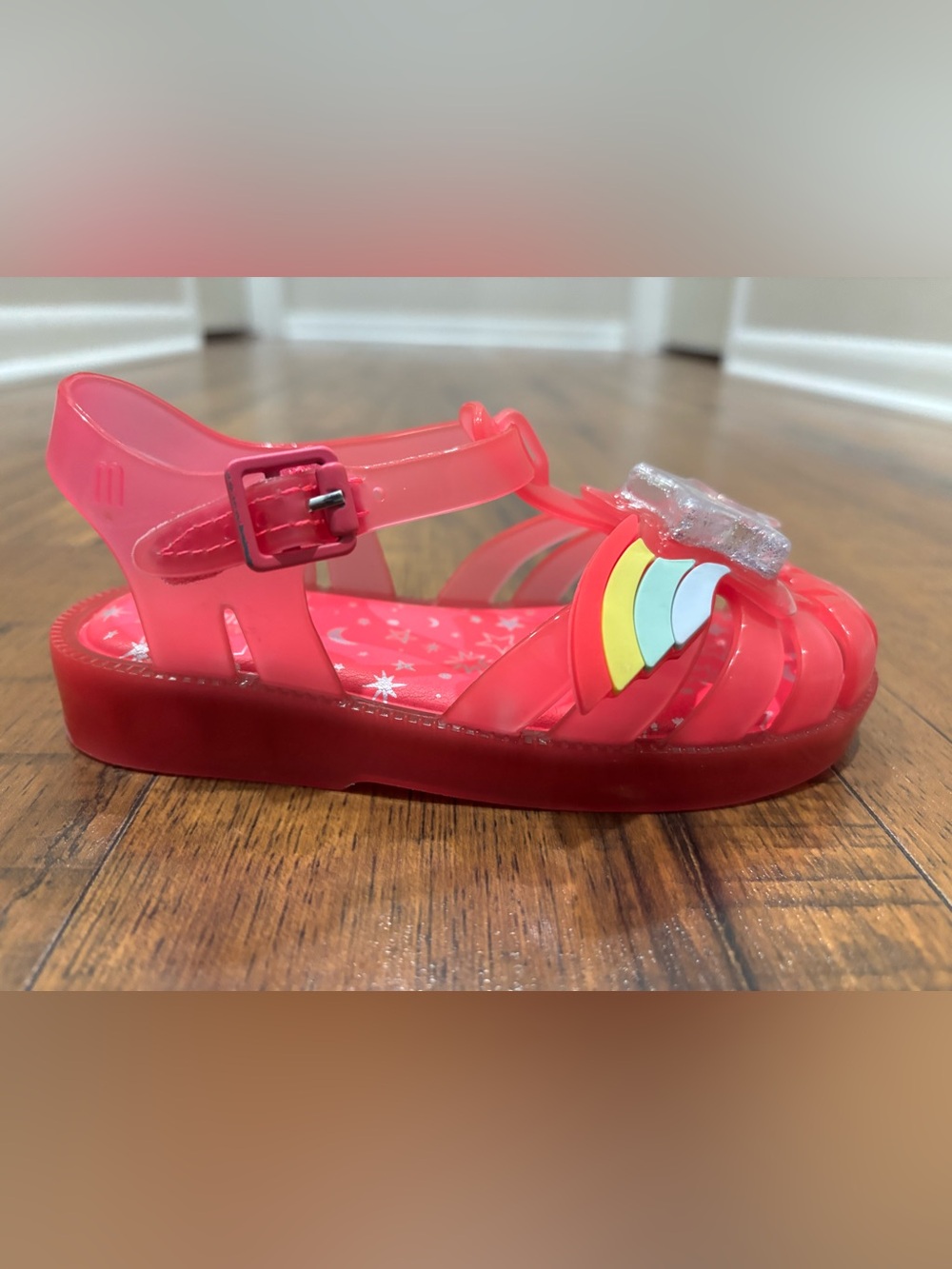 Mini Melissa Possession II Glitter Pink Jelly Sandals Star Rainbow Toddler 10 - Picture 10 of 12